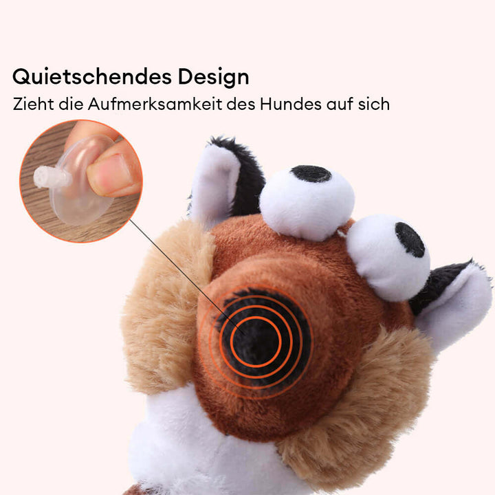 Langlebiges Quietsch-Hundespielzeug aus Plüsch. Tierform mit langem Hals für ausgiebigen Spielspaß.