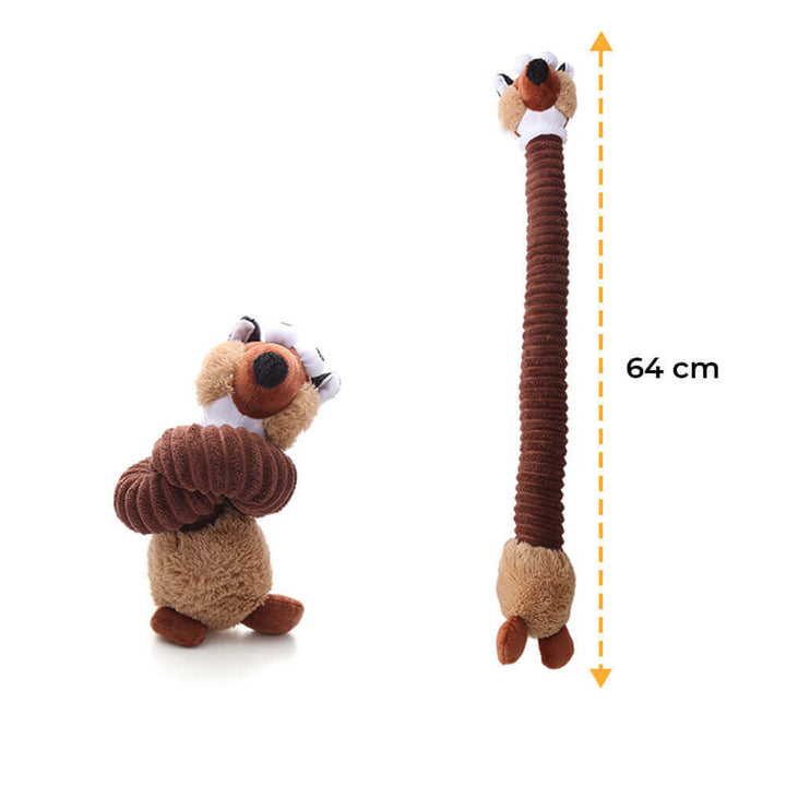 Weiches Plüsch-Hundespielzeug in Tierform. Langhalsiges Quietschspielzeug für Welpen & kleine Hunde.