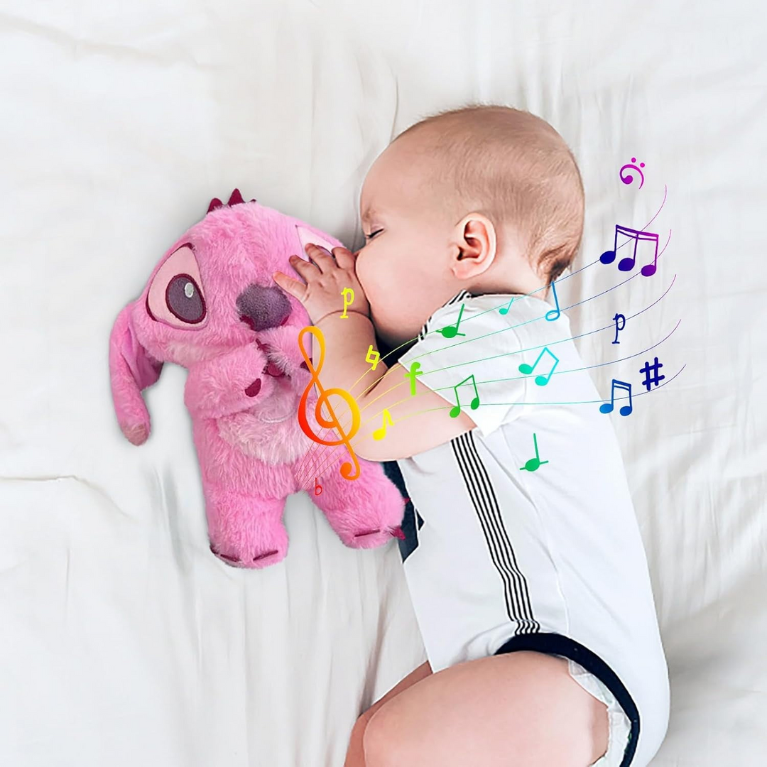 Weiches Stofftier Schlafbegleiter mit Lichtfunktion & Musik. Ideales Plüschtier für Kinder & Babys.