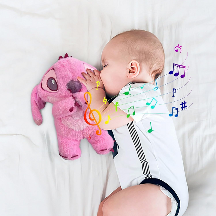 Weiches Stofftier Schlafbegleiter mit Lichtfunktion & Musik. Ideales Plüschtier für Kinder & Babys.