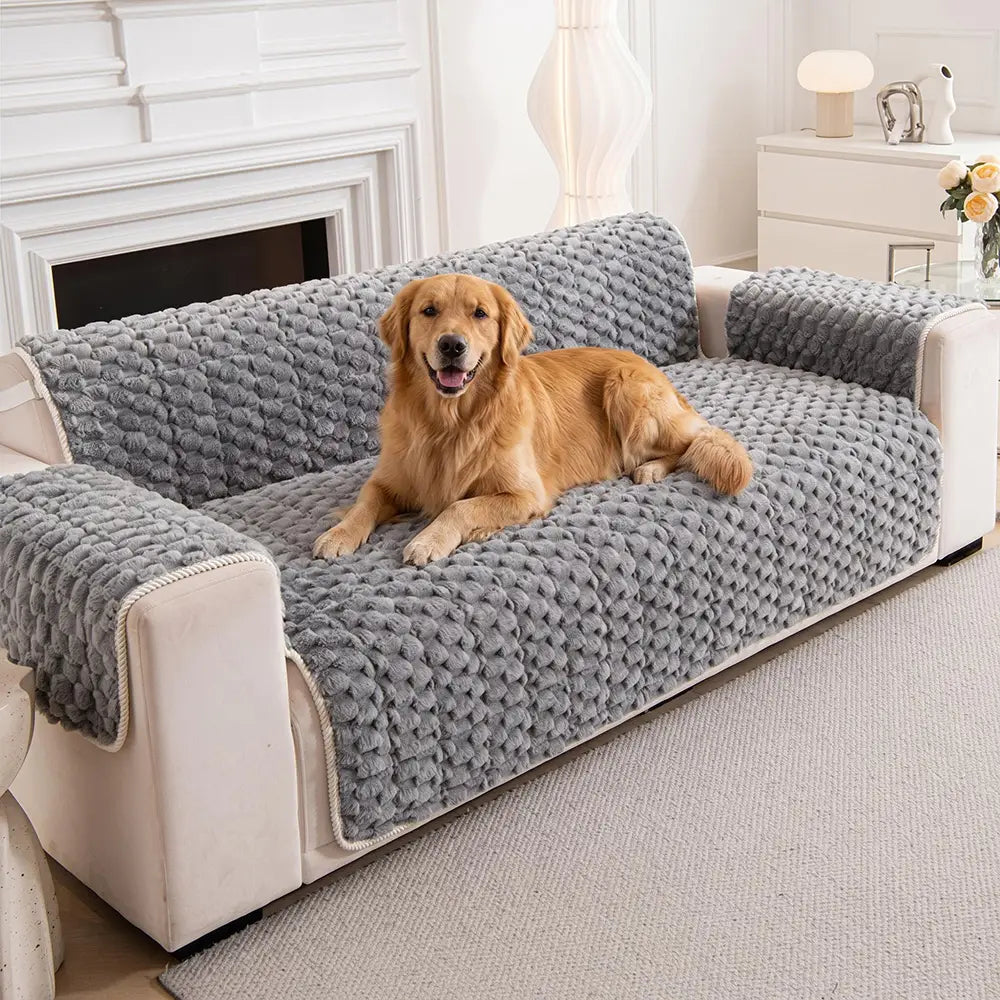 Plüsch-Sofaschutz, haustierfreundlich, rutschfest. Ideal als Möbelschutz und Couchabdeckung im Wohnzimmer.