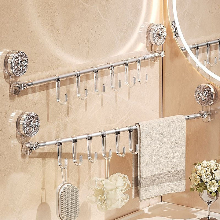 Vielseitige Wandhalterung grau für Küche & Badezimmer. Schafft Ordnung und spart Platz, einfache Installation ohne Bohren.
