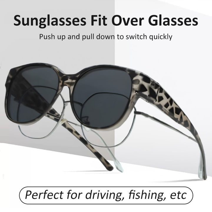 OptiShade polarisierte Überbrille frontal. Klare Gläser für idealen Blendschutz an sonnigen Tagen.