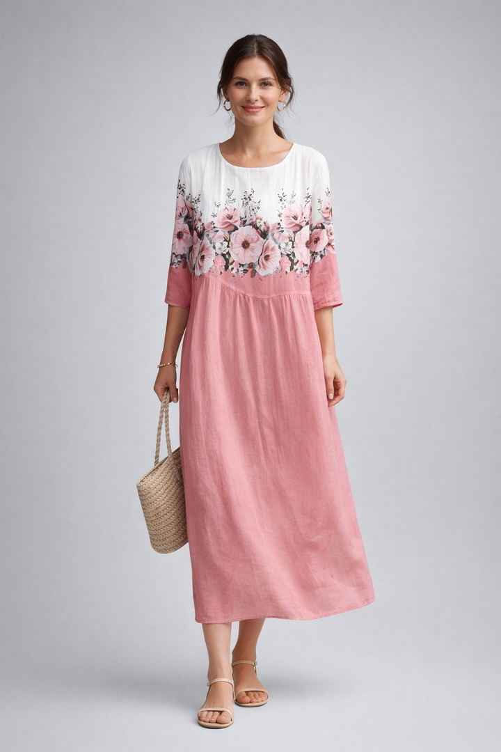 Vielseitiges Damen Freizeit- oder Partykleid, geblümt, als luftiges Sommer Midikleid.