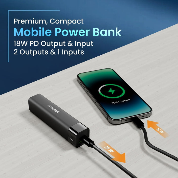 Leistungsstarke 5000 mAh Mini Powerbank für schnelles Aufladen des Handy-Akkus auf Reisen.