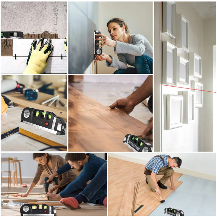 Multifunktions-Laser-Messgerät für präzise Ausrichtung und Messungen. Perfekt für Handwerk und Heimwerken.