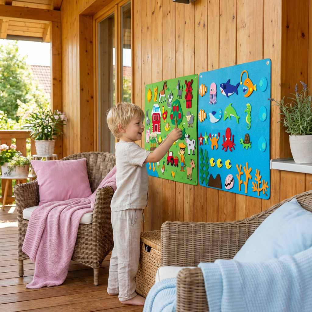 Kreatives Lernspielzeug: Montessori Filzwelt Weltall mit Planeten, Raketen & Astronauten für Kinder.