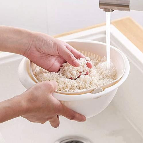 Moderner Abtropfkorb für die Küche, ideal zum Obst- & Gemüsespülen. Robuste Seihe, praktische Doppelschicht.