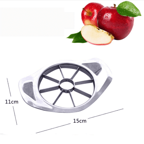 Gleichmäßige Apfelscheiben und entfernter Kern, erzielt mit dem Apfel- & Fruchtentkerner. Schnelles Schneiden.