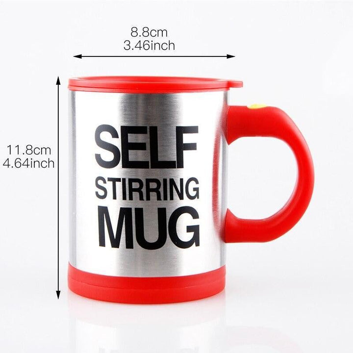Robuster Edelstahl-Thermobeker, selbstrührend, hält Kaffee und Tee lange warm, ideal als Reisebecher.