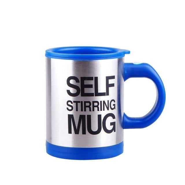Portabler selbstrührender Kaffeebecher aus Edelstahl, ideal als Reisebecher für Auto, Büro oder Outdoor-Aktivitäten.