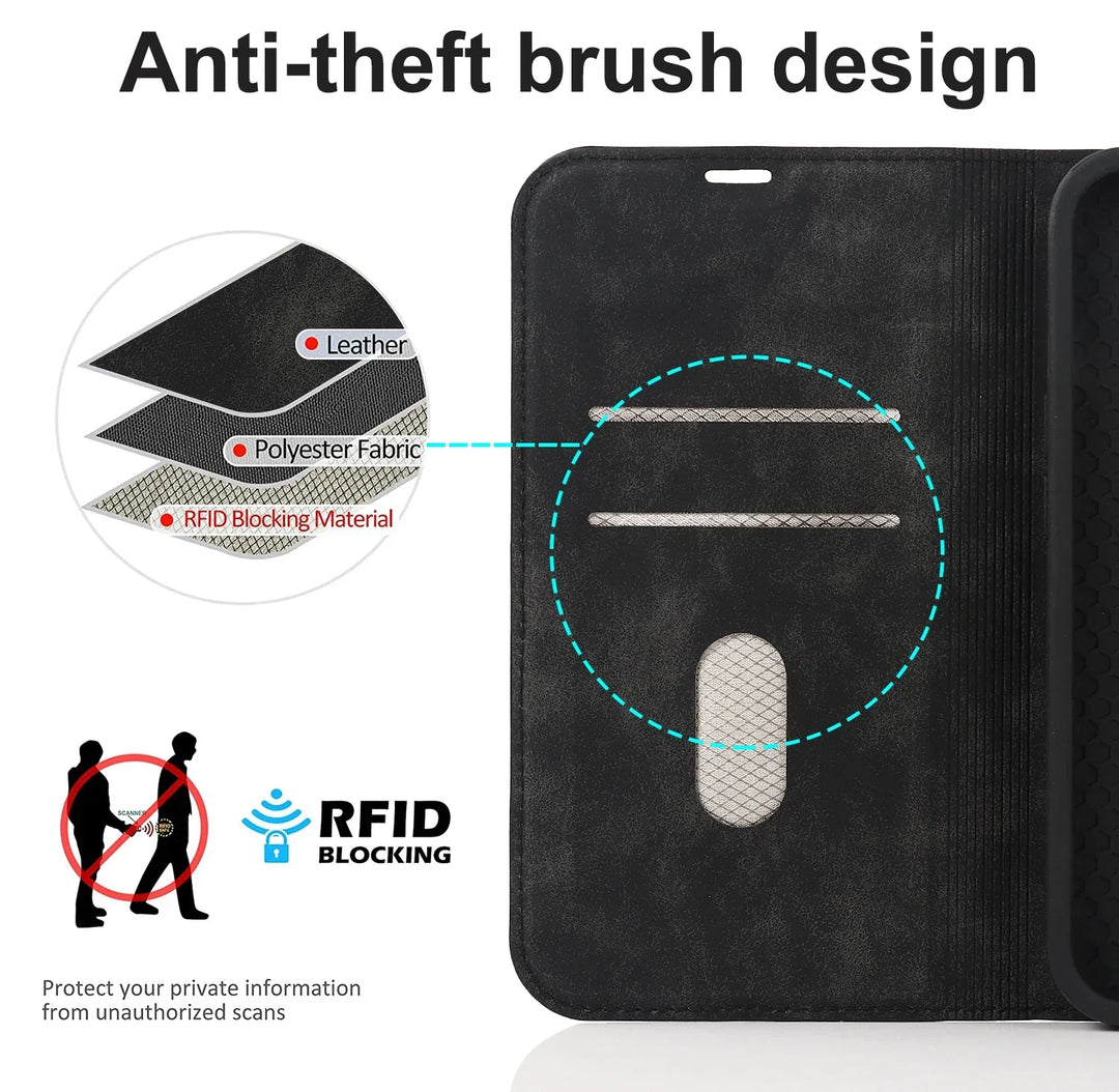 Robuste 2-in-1 iPhone Handyhülle aus PU-Leder mit MagSafe, Wallet-Funktion & sicherer Schutz.