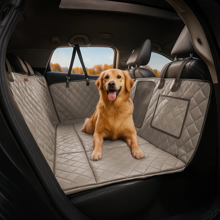 Premium Kunstleder Hund Autohängematte, wasserdichter & kratzfester Rückbank-Schutz für sicheren Transport.