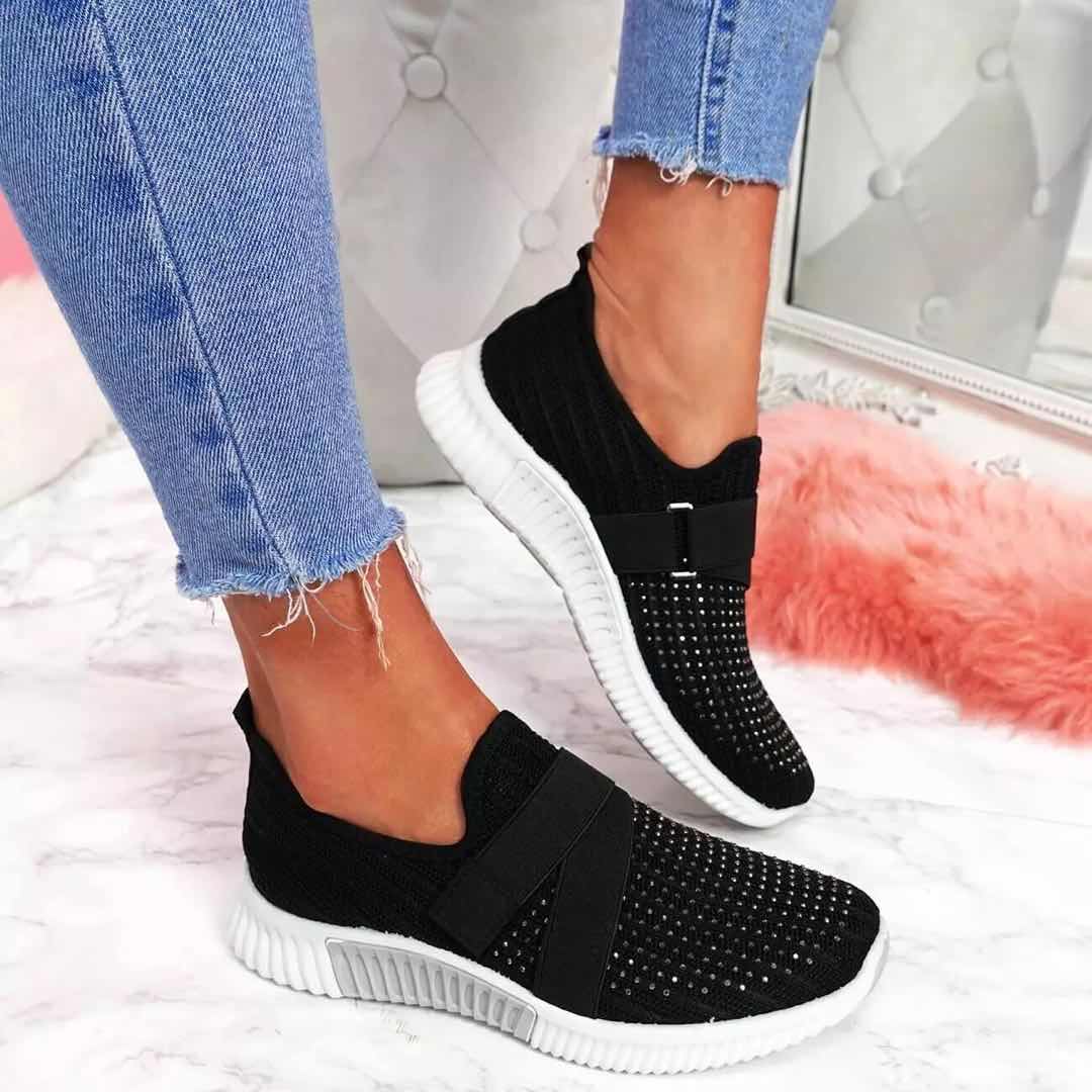 Rückansicht Damen Turnschuhe: Stilvolle, bequeme Mesh-Sneaker für Damen, leicht und atmungsaktiv für den Sommer.
