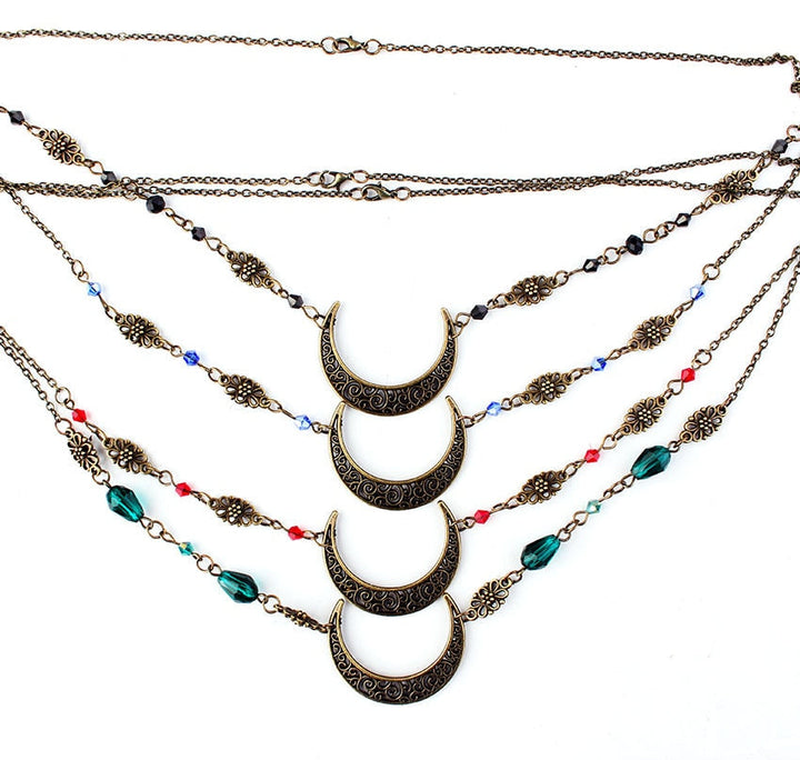 Exquisite Vintage Mondkopfkette, Damenschmuck, Boho-Stil, elegantes Metall-Haaraccessoire für Frauen.