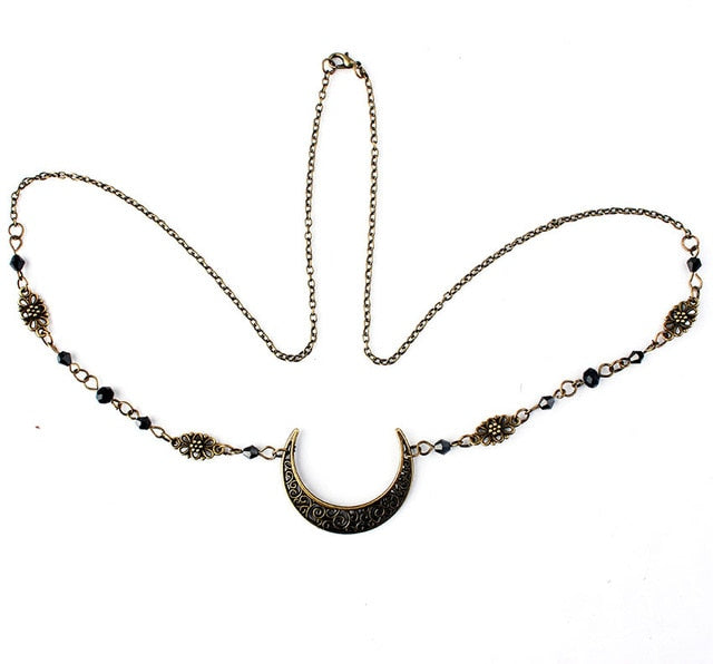 Geschenkidee: Vintage Mondkopfkette, stilvolles Haaraccessoire & Damenschmuck, eleganter Stirnschmuck.