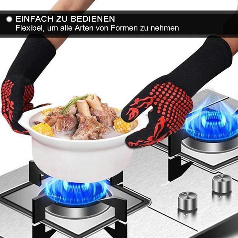 Ein Paar hitzebeständige Unisex Schutzhandschuhe, perfekt für sicheres Kochen, Backen und Grillen zu Hause.