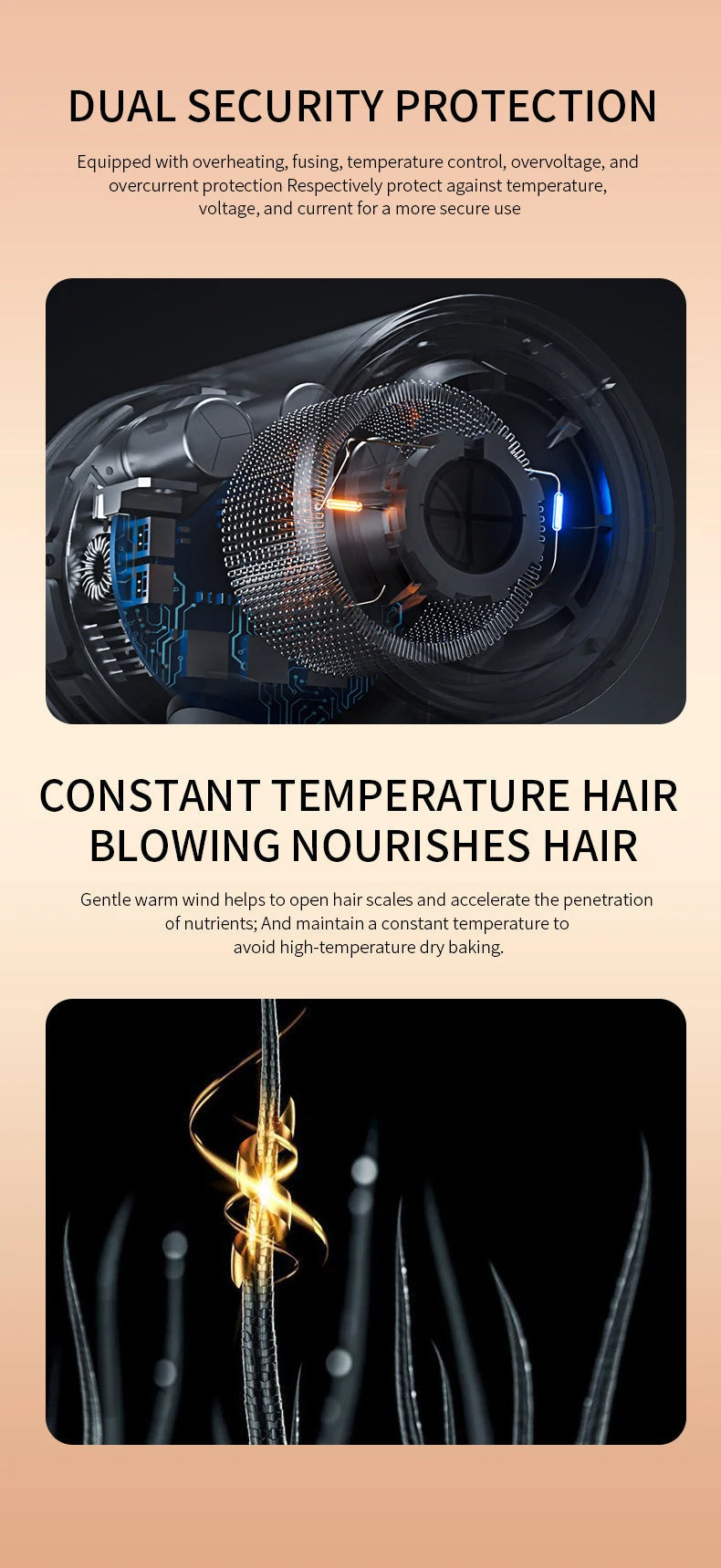Leistungsstarker 2400W Föhn mit Ionen-Technologie für schnelles, professionelles Styling zu Hause.