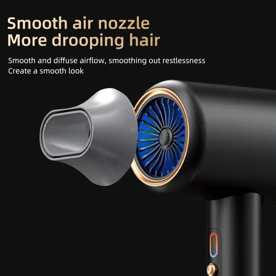 Professioneller 2400W Föhn mit Ionen für schnelles Trocknen, mehr Glanz und Frizz-Kontrolle.