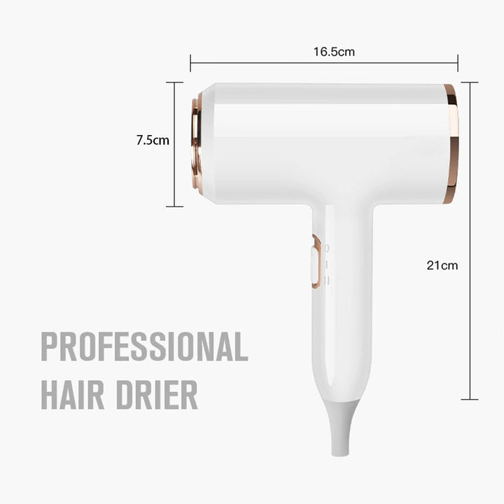 Salon-Föhn 2400W mit Ionen für schnelles, schonendes Trocknen und seidigen Glanz ohne Frizz.
