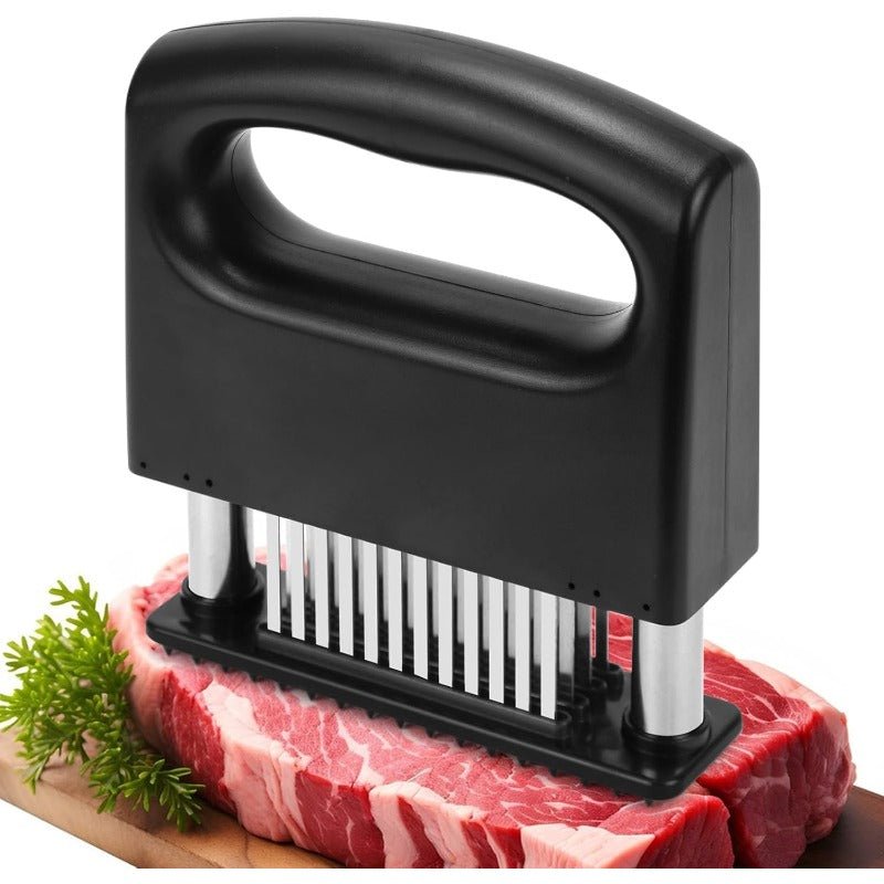 Professioneller Edelstahl Fleischzartmacher mit 48 Klingen für zartes Fleisch und schnelles Marinieren.