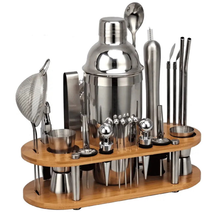 Elegantes 23-teiliges Bartender-Geschenkset aus Edelstahl. Perfektes Mixologie-Zubehör für Cocktail-Liebhaber.