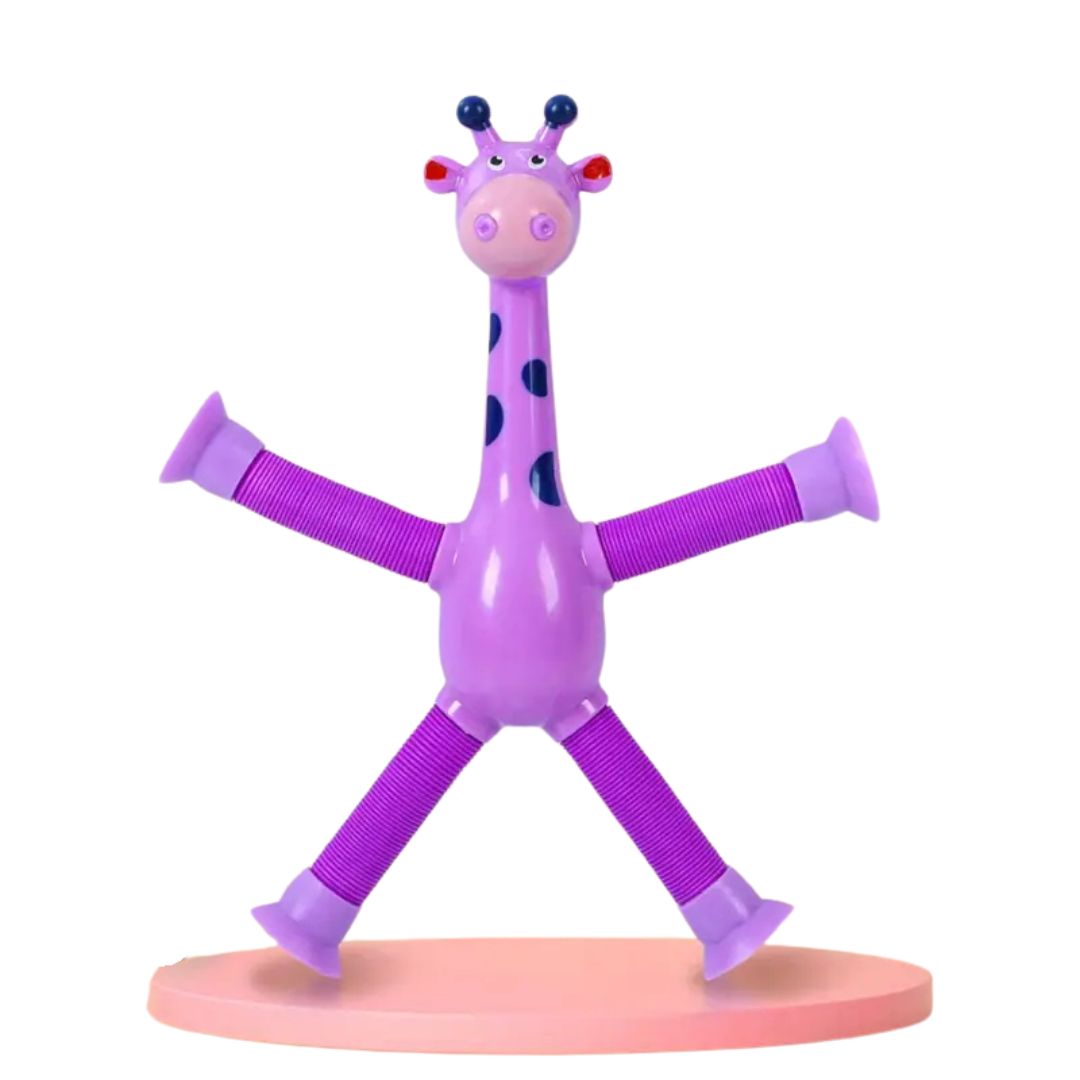 Motorik Giraffen Spielzeug mit Saugnäpfen; biegsam, fördert Kreativität und Greifgeschick bei Kindern.