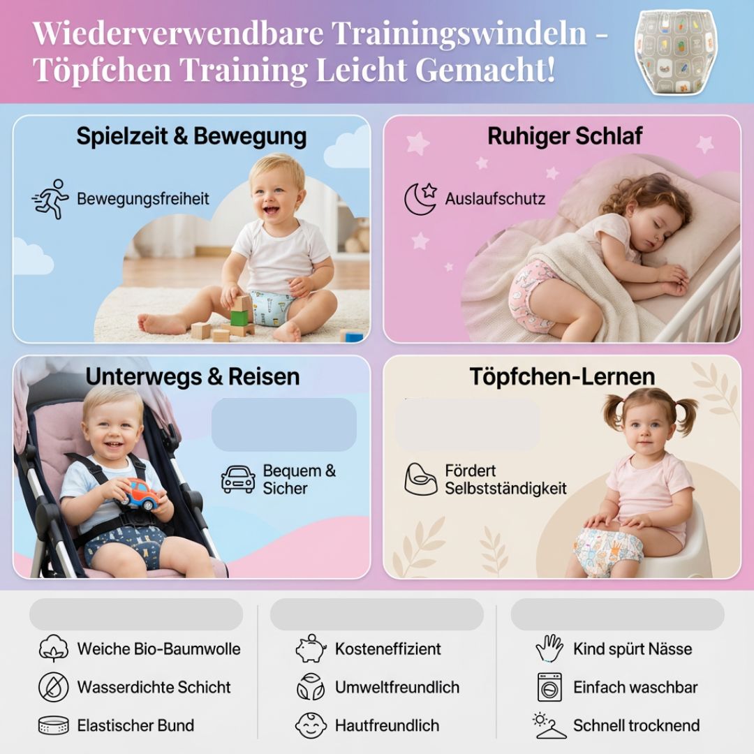 Trainingshose für Kleinkinder, wiederverwendbar, unterstützt effektives Töpfchentraining.