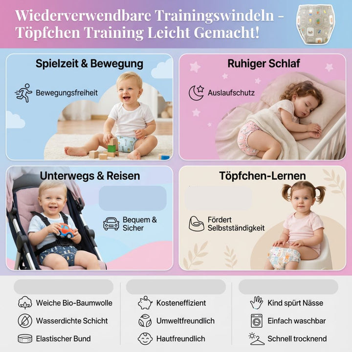 Trainingshose für Kleinkinder, wiederverwendbar, unterstützt effektives Töpfchentraining.