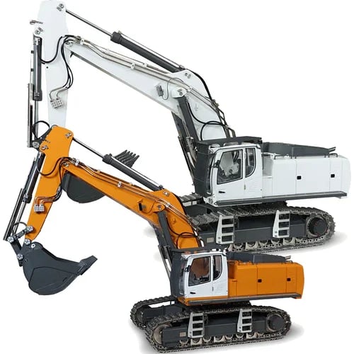 Hochpräziser RC Bagger mit 18-Kanal Fernsteuerung, gelb-schwarz, für Modellbau & Kinder.