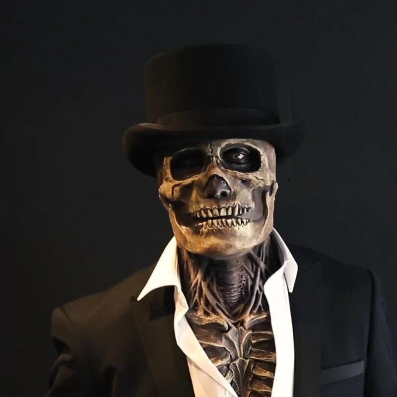 Hochwertige Latex Skelett Maske für Erwachsene, ideal als gruseliges Halloween Kostüm Accessoire & Verkleidung.