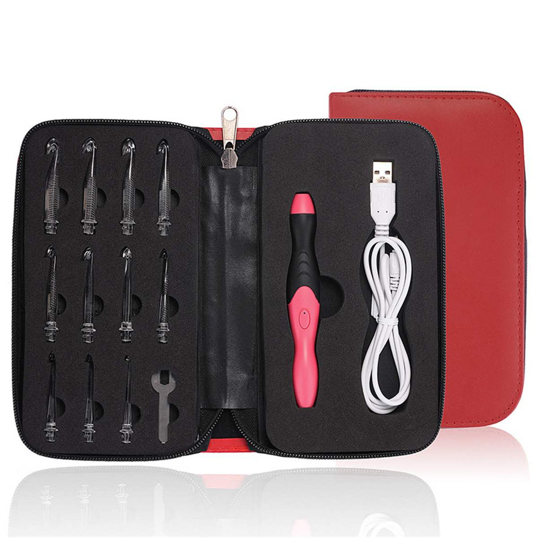 Erleben Sie entspanntes Häkeln mit diesem LED-Häkelset. 9 ergonomische Nadeln für beste Sicht beim Stricken.