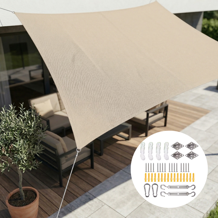 Modernes rechteckiges Sonnensegel, wasserdicht & UV-Schutz, stilvolle Beschattung für Garten und Balkon.