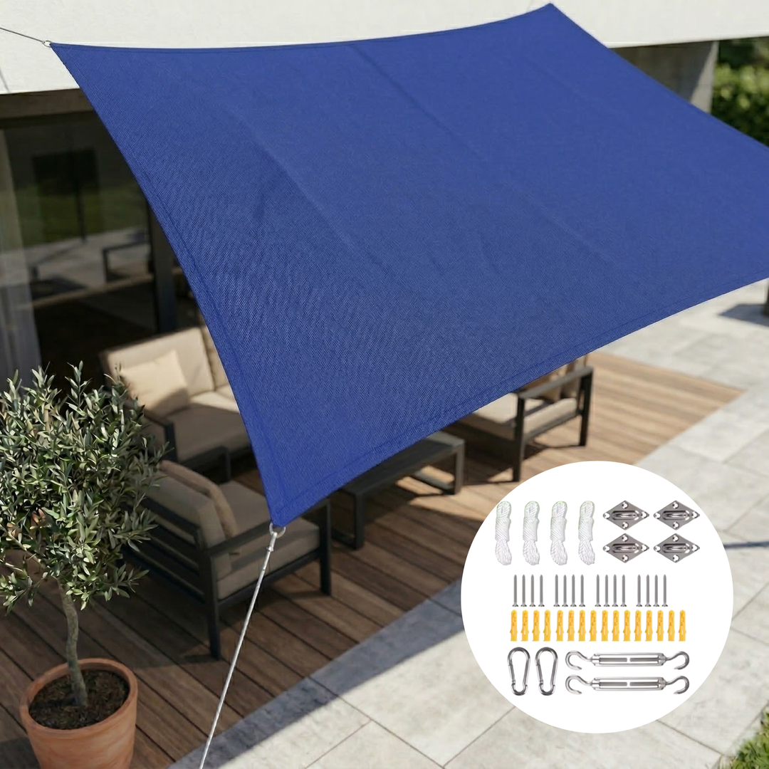 Robustes Polyester-Sonnensegel rechteckig, wasserdicht, UV-Schutz. Langlebiger Schutz für Outdoor-Freizeit.