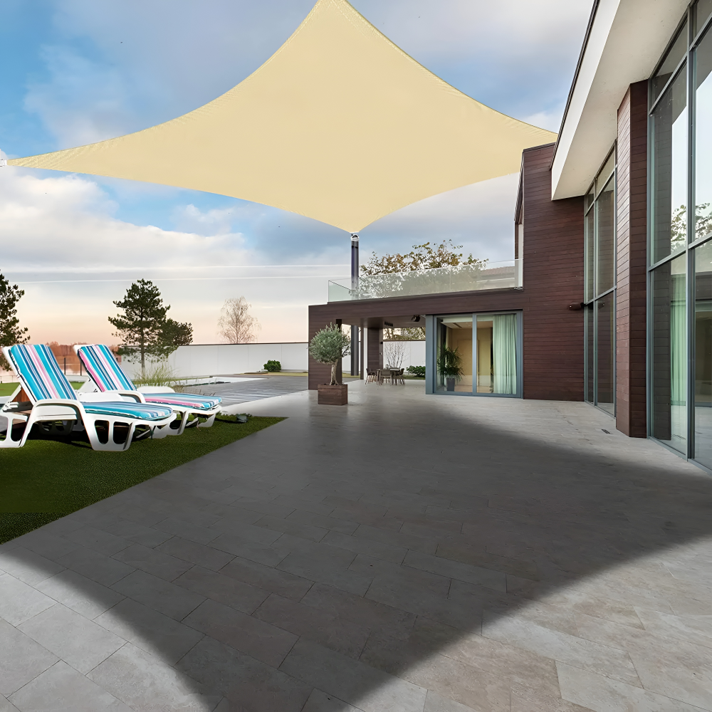 Sonnensegel rechteckig für Terrasse & Garten, wasserdicht, UV-Schutz, bietet Schatten und Schutz im Freien.