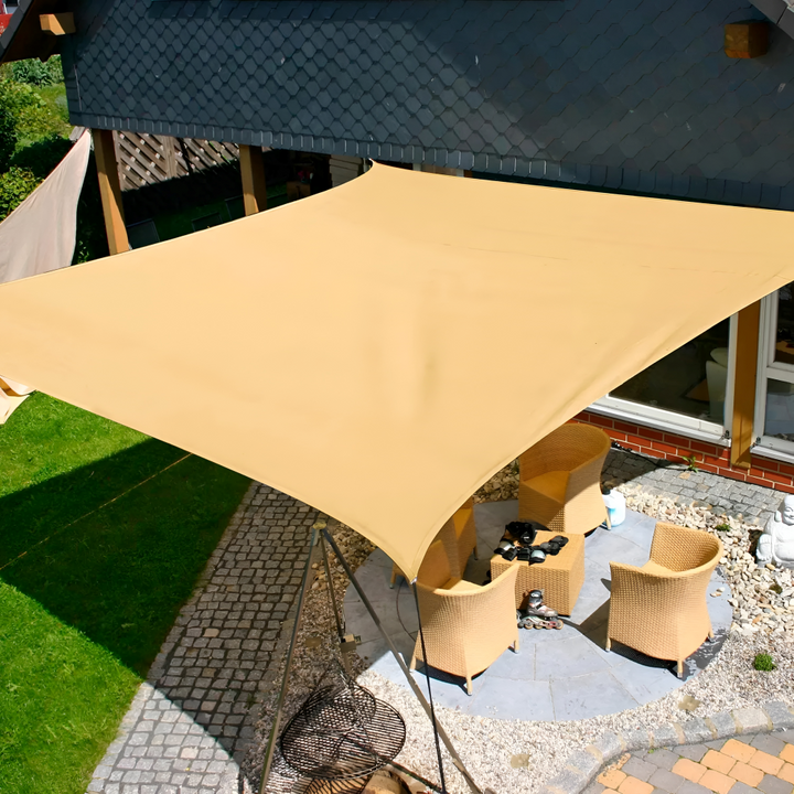 Effektiver Sonnenschutz: Rechteckiges Sonnensegel, wasserdicht & UV-Schutz, für entspannte Freizeit im Garten.