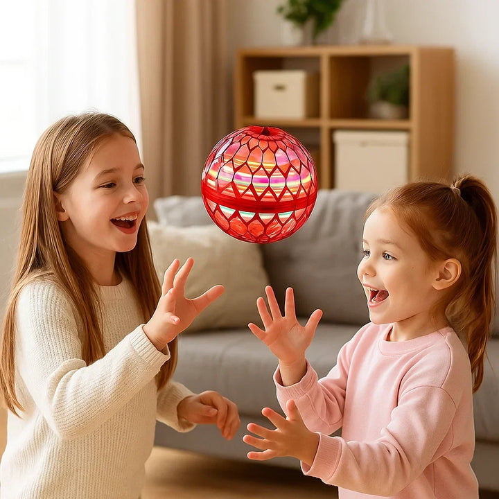 Heller Schwebeball mit LEDs in Blau, Rot, Lila. Robustes Flugspielzeug für Kinder & Erwachsene, indoor & outdoor.