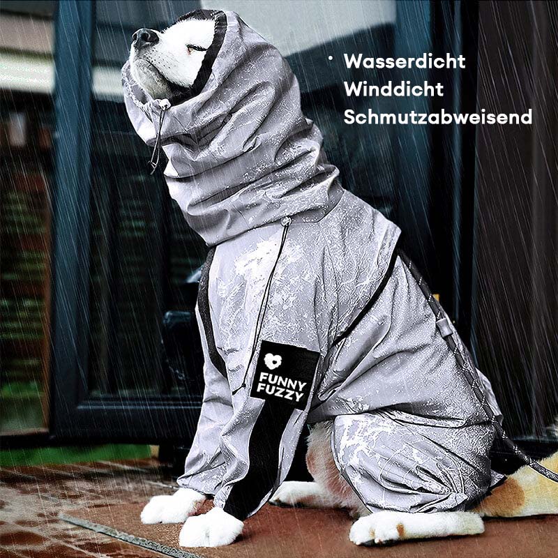 Verstellbarer, reflektierender Hunderegenmantel, wetterfest und wasserdicht, für Komfort und Sicherheit.