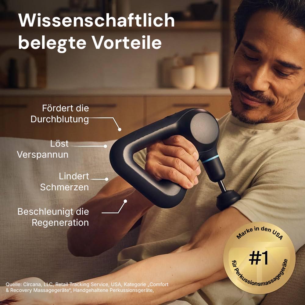 Vielseitige Massagepistole für Tiefengewebemassage, lindert Verspannungen und fördert die Durchblutung.