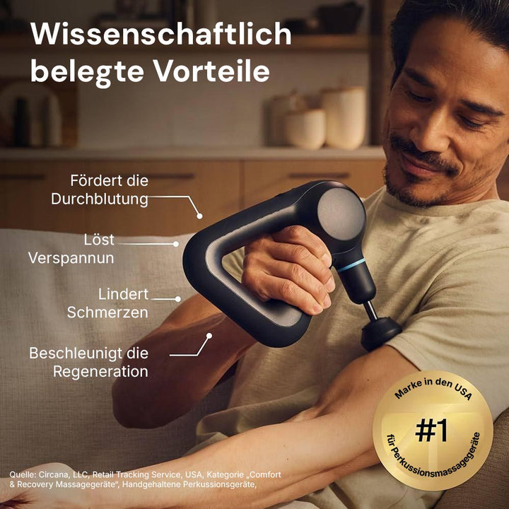Vielseitige Massagepistole für Tiefengewebemassage, lindert Verspannungen und fördert die Durchblutung.