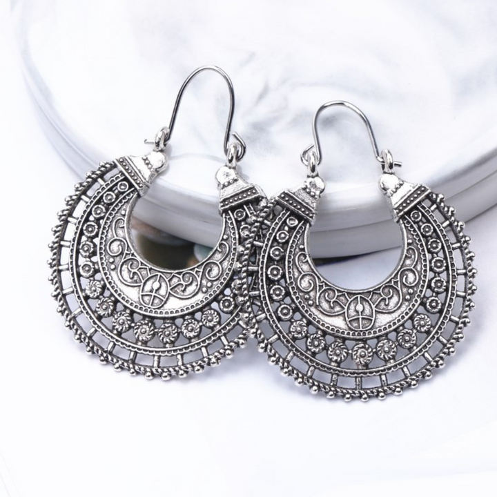 Damen Filigrane Tibetische Ohrringe aus 925er Sterlingsilber, im Boho-Stil.
