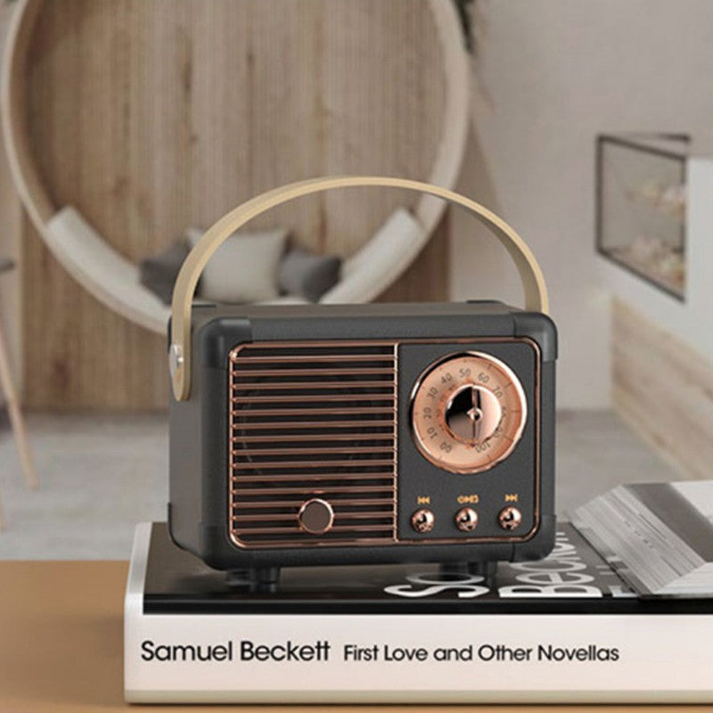 Vintage-inspirierter Bluetooth Mini Lautsprecher für Musikgenuss, HIFI-Sound & Freisprech-Audio.