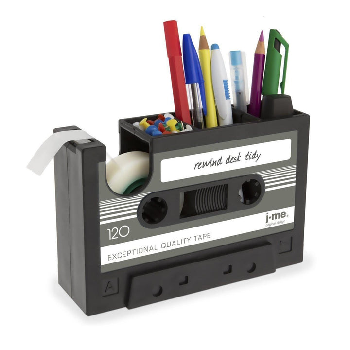 Retro Kassetten Stifthalter & Bandabroller für den Schreibtisch, stilvoller Vintage Büro-Organizer für Schreibwaren.