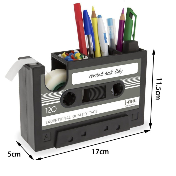 Cooles Vintage Kassetten-Design als Stifthalter & Bandabroller, perfektes Retro Schreibtisch-Geschenk & Deko.