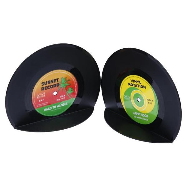 Retro Vinyl Buchstützen für Schallplatten, ideal zur Ordnung der Plattensammlung.