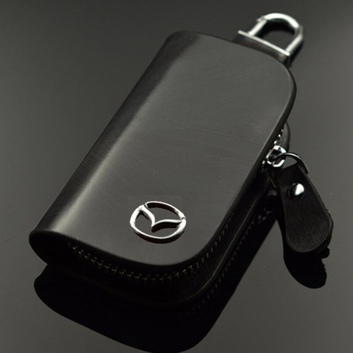 Elegantes braunes RFID Autoschlüssel Etui, schützt Keyless-Go vor Diebstahl. Hochwertige Leder Funkschutzhülle.