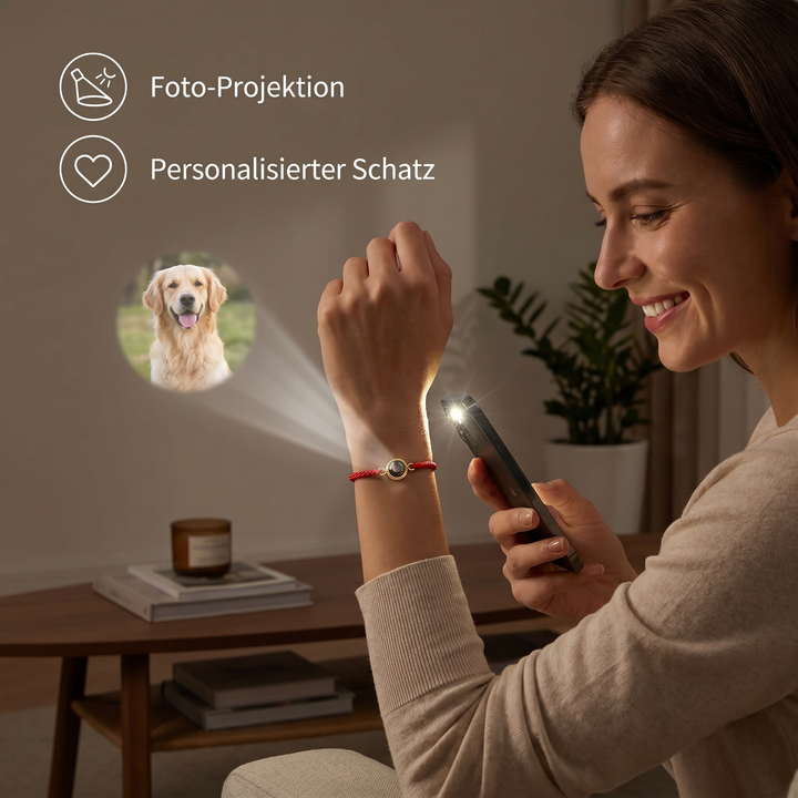Silbernes Haustier-Fotoarmband, personalisierbar für bleibende Erinnerungen an Ihr Tier.