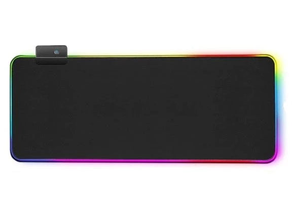 RGB Mauspad mit Weltkarte Motiv, beleuchtet, schwarz. Großes Gaming Mauspad für den Schreibtisch.