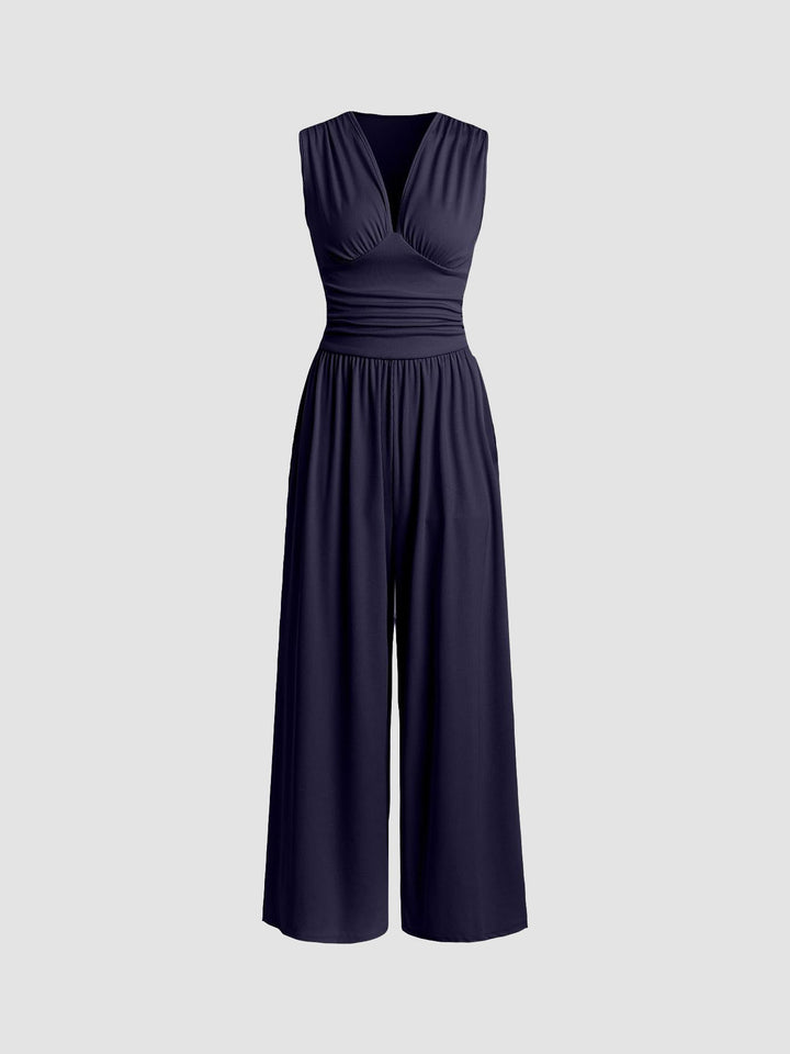 Luftiger, ärmelloser Damen Jumpsuit mit weitem Bein, perfekt als Sommerkleidung oder für den Alltag.
