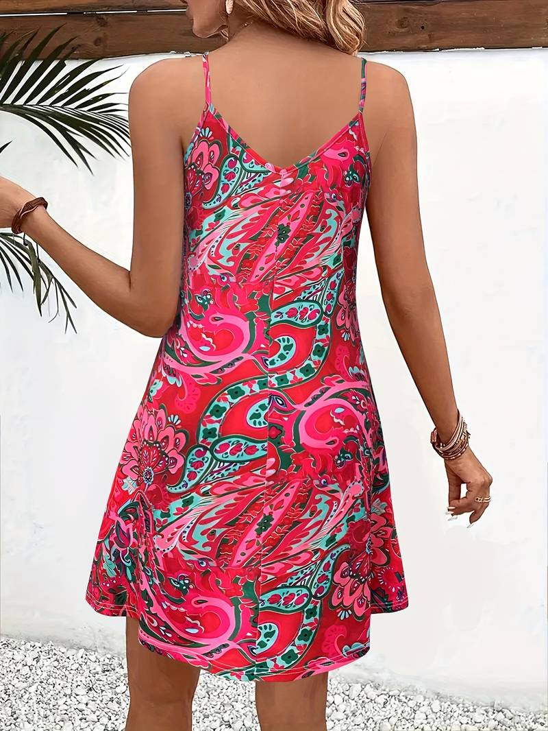 Leichtes königsblaues Cami-Kleid für Damen, ärmellos, ideal als luftiges Sommerkleid für Freizeit & Urlaub.